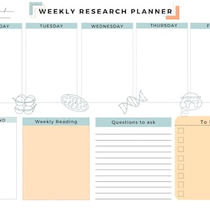 Research Planner and Journal - 10 different weekly templates - Unique Me - for print/tabs
