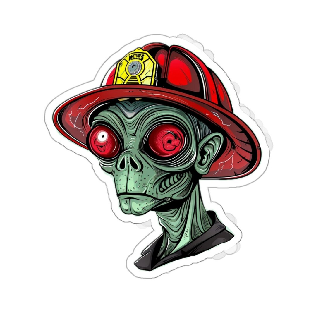 Alien UFO UAP Firefighter Fireman Helmet Hero Emergency First Responder ...