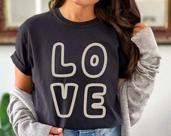 T-shirt met liefdesprint, Comfort Colors T-shirt, relaxte pasvorm