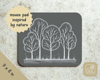 Nature-Inspired Mouse Pad | Line Art Tree Design, Eco-Friendly Desk Decor