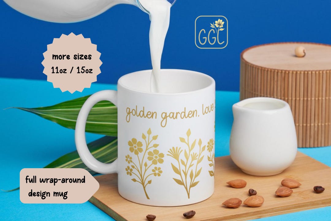 Ceramic Mug Golden Floral Design With Inspirational Quotes Perfect Gift ...