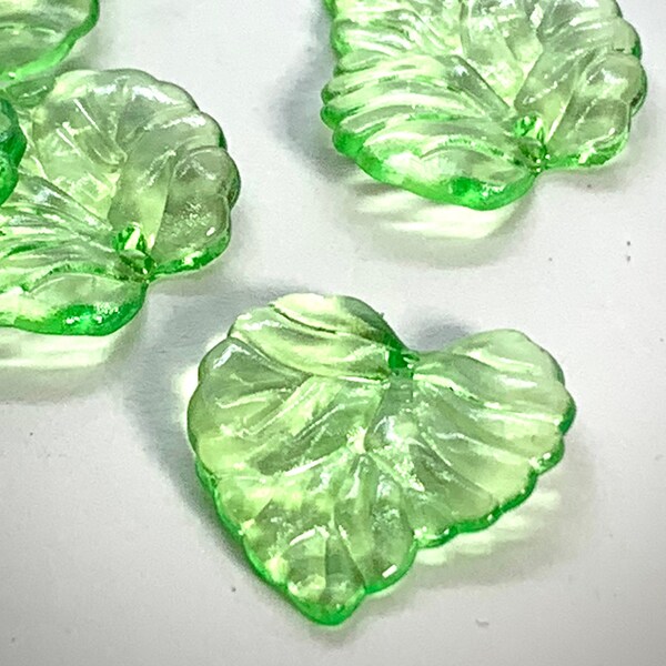 20pcs Green acrylic leaf beads, jewelry making supplies, leaf pendant, craft supplies, green leaves, cottage core