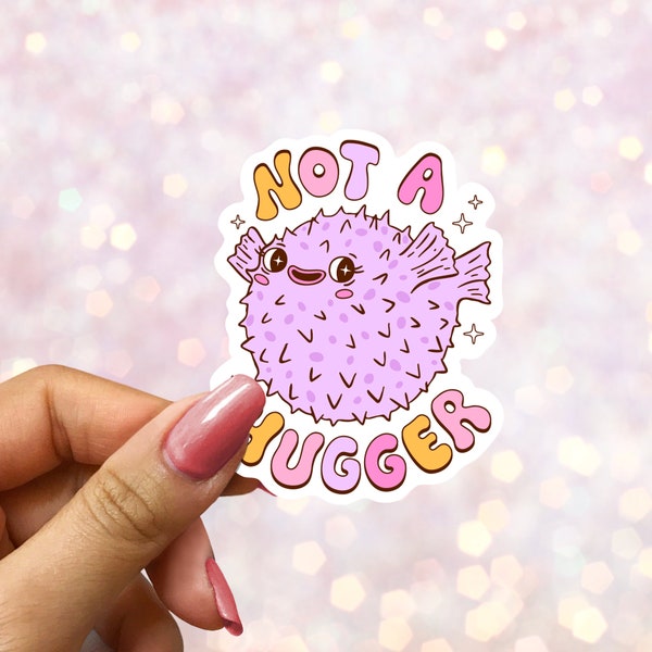 Not A Hugger Funny Sticker|Holographic Hydroflask Sticker | Water Bottle Stickers Laptop Stickers and Decals | Funny Sticker | Introvert