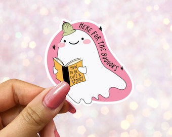 Here for the Books Bookish Ghost Reading Sticker | Spooky Book Sticker | Holographic Waterproof Kindle Laptop| Ghost Sticker|Spooky Sticker|
