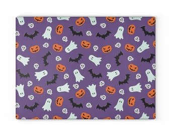 Spooky-Cute Purple Ghost Glass Cutting Board
