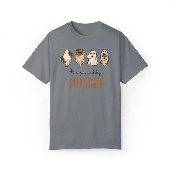 Spooky Season T-Shirt, Women's Halloween Ghost Tee, Eerie Chic, Ghostly Charm, Trendy Halloween Shirt, Seasonal Fashion, Halloween Vibes