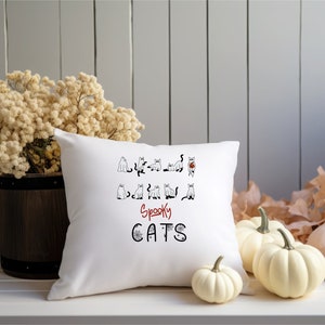 Spooky Cats Throw Pillow, Ghost Cats Pillow Spooky Throw Pillow Halloween Pillow Cat-Lover Halloween Throw Pillow Fall Throw Pillow Scary
