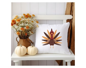 Boho Turkey Throw Pillow Thanksgiving Pillow Turkey Throw Pillow Fall Throw Pillow Holiday Decor Cozy Home Decor Thanksgiving Decor Turkey