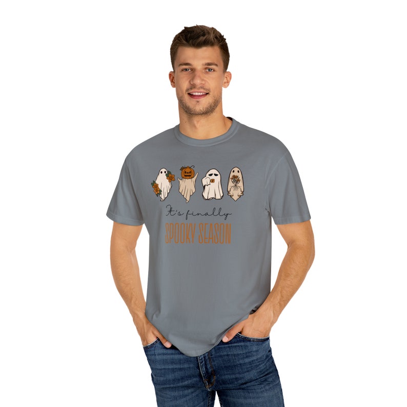Spooky Season T-Shirt, Women's Halloween Ghost Tee, Eerie Chic, Ghostly Charm, Trendy Halloween Shirt, Seasonal Fashion, Halloween Vibes image 2