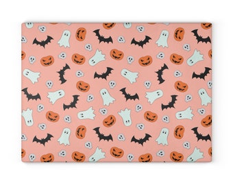 Spooky Fun in the Kitchen! Orange Ghost Halloween Glass Cutting Board, Halloween Kitchen Tool, Spooky Kitchen Decor, Cute Ghost