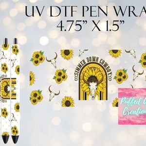 Simmer Down Cowboy UVDTF Pen Wrap | Pen Wraps | UV DTF Pen Wrap | Ready to Apply | Permanent Adhesive | No Heat Needed | Waterproof