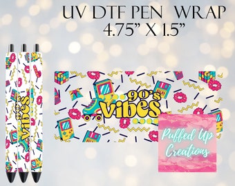 90's Vibes UVDTF Pen Wrap | Pen Wraps | UV DTF Pen Wrap | Ready to Apply | Permanent Adhesive | No Heat Needed | Waterproof