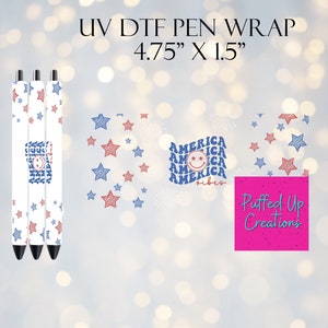 America Vibes UVDTF Pen Wrap | Pen Wraps | UV DTF Pen Wrap | Ready to Apply | Permanent Adhesive | No Heat Needed | Waterproof