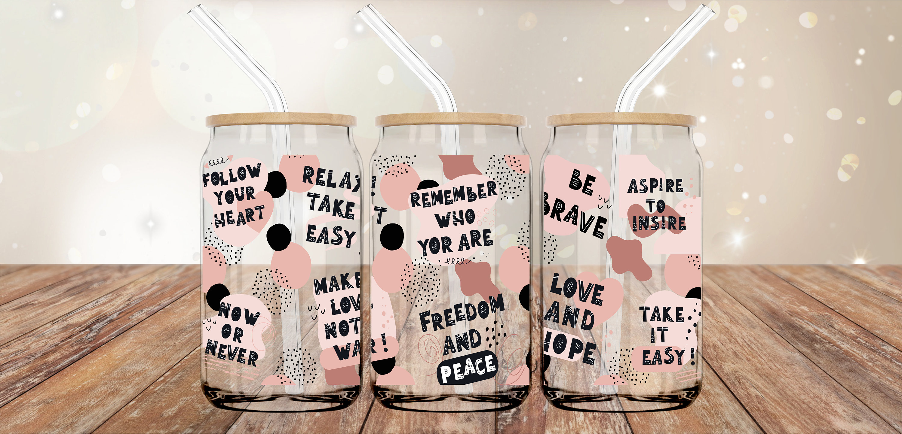 Positive Affirmations UVDTF 16oz Cup Wrap | Cup Wrap for Glass Can | UV ...