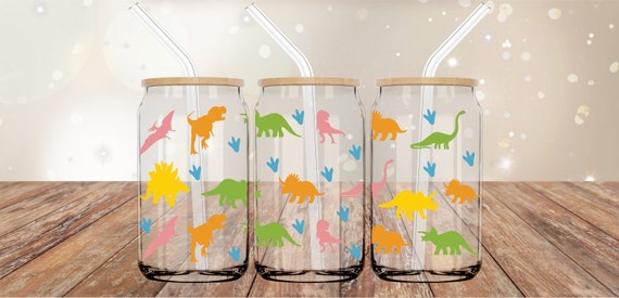 Dinosaur UVDTF 16oz Cup Wrap Cup Wrap for Glass Can UV DTF Wrap Ready to  Apply Permanent Adhesive No Heat Needed 