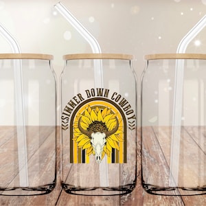 Simmer Down Cowboy UVDTF Decal For Glass Can | UVDTF Cup Wrap | Ready to Apply Permanent Adhesive | No Heat Needed