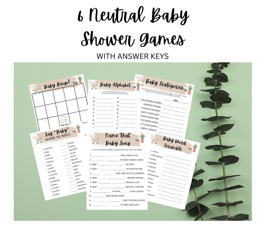 6 Neutral Baby Shower Games Printable With Answer Keys - Etsy Canada