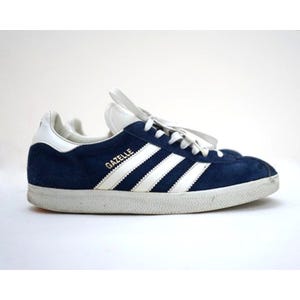 Zapatillas Adidas Gazelle azules vintage de los años 90 para mujer, talla 8.5