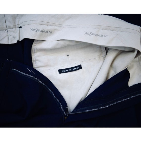 Vintage 90s Yves Saint Laurent Navy Pants Trouser… - image 5