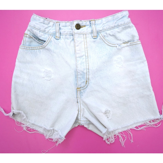 Vintage 90's Guess Reworked Denim Cutoff Shorts W… - image 1