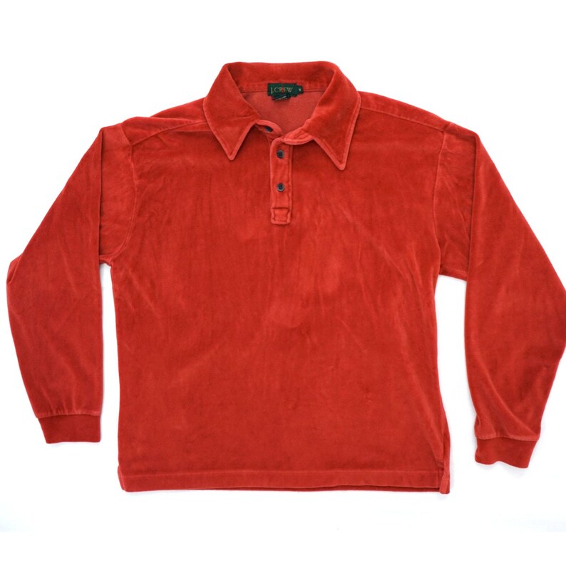 CHERESKIN terry cloth long sleeve polo shirt, men's size XL cotton Green type dark green Vintage Second Hand