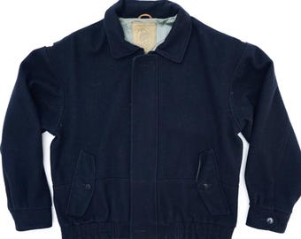 80s vintage short wool bomber jacket