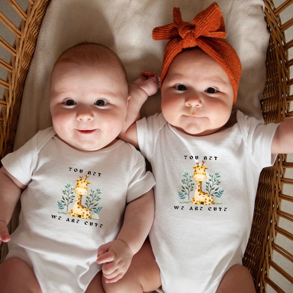 You Bet Giraffe We Are Cute Bodysuits Set, Cute Twins Announcement, Welcome To The World Bodysuits For Twins, Coming Home Outfit For Twins