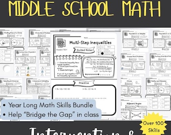 Middle School Math Ultimate Complete Entire Year Differentiated Guided Notes Bundle Lesson Printable No-Prep Worksheet Homeschool Classroom