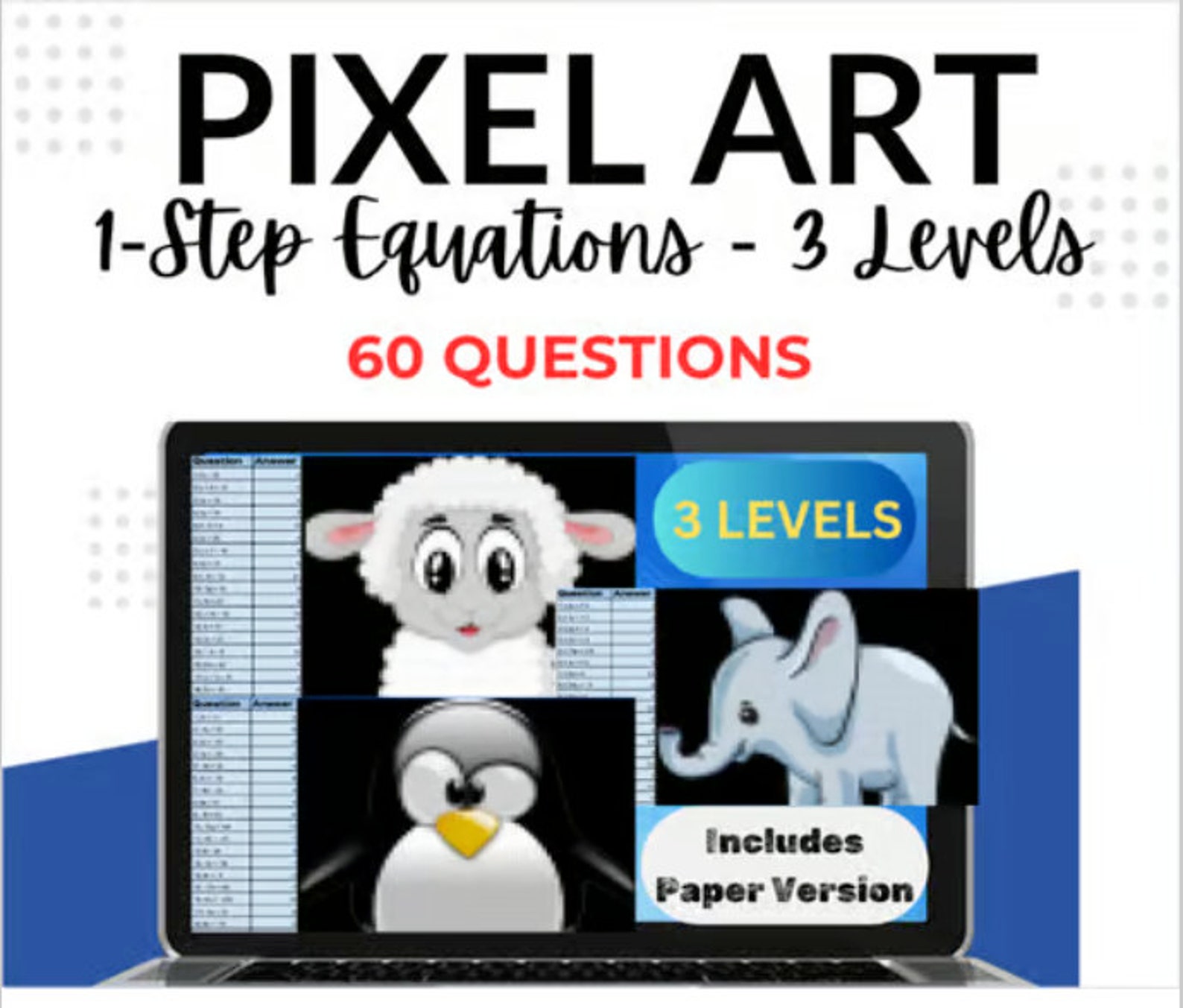 Pixel Art: Solving 1-step Equations Google Sheets Digital Resource Math ...