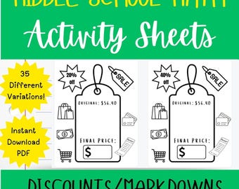 Hojas de trabajo de actividades de descuento de matemáticas - Matemáticas de secundaria - Plan de lección de trabajo de sustitución sin preparación para educación en el hogar Cómo encontrar el porcentaje de hojas de trabajo