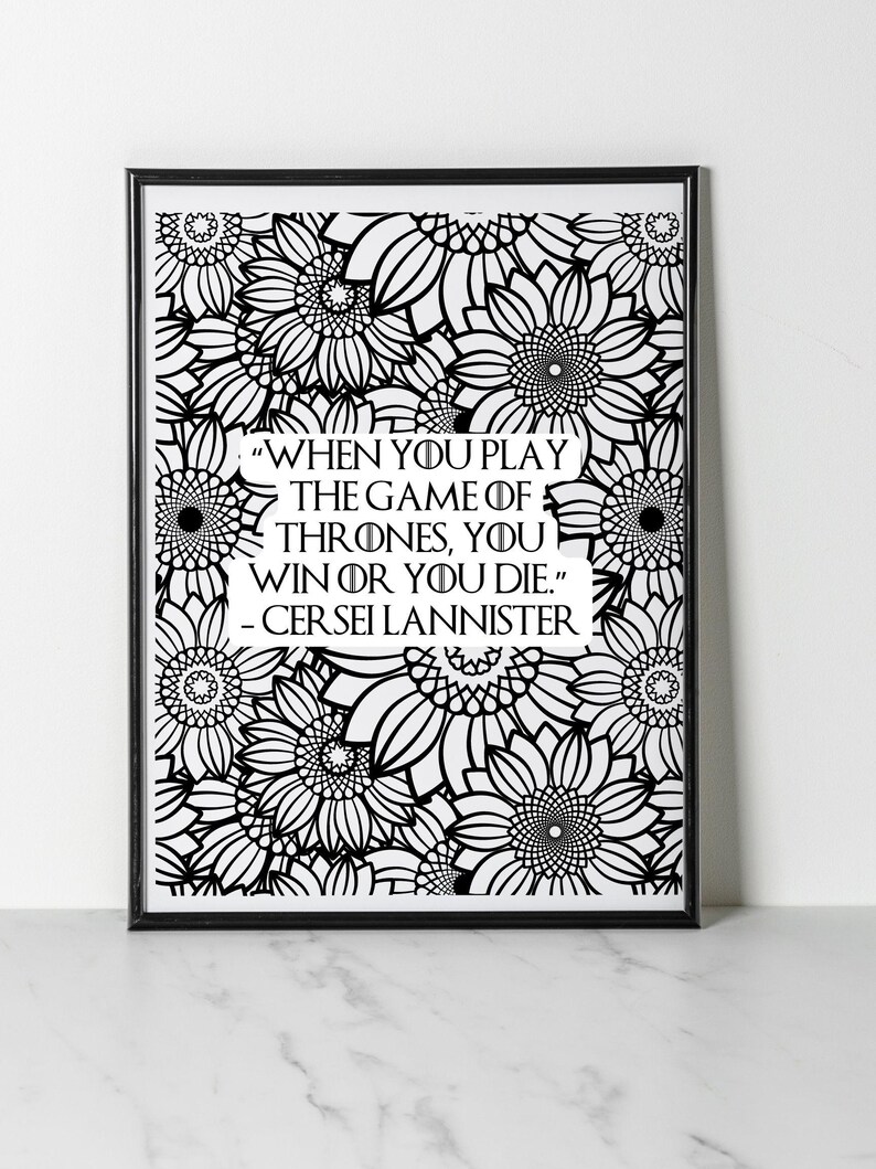 Game of Thrones Poster Famous Popular Quotes Coloring Poster Size Gift