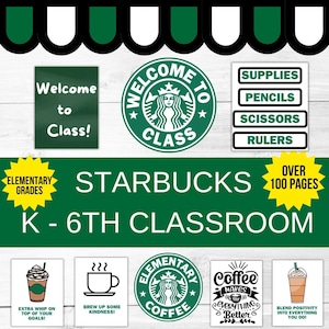 Kaffee-Thema Klassenzimmer Dekor Bulletin Board Bundle Schulklasse Tür Dekor Wandkunst für Mathelehrer Homeschool Elementary