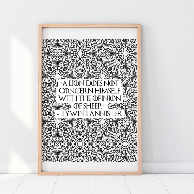 Game of Thrones Poster Famous Popular Quotes Coloring Poster Size Gift