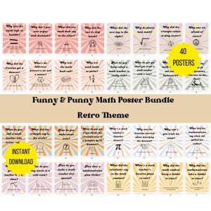 Funny Math Jokes Poster Classroom Posters Printable Hilarious Puns Print Classroom Math Teacher Gifts Class Decor Bundle Middle High School