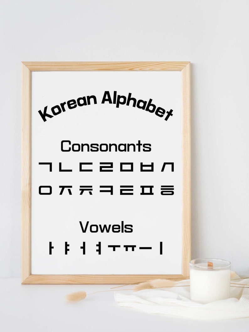 Korean Alphabet Print Korean Gifts Korean Wall Decor Nursery Decor ...