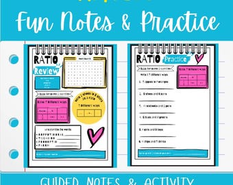 Pre-Algebra Math Middle School Ratios Unit Fun Review Worksheet Math Guided Notes Lesson 5th 6th 7th Notes Worksheet Homeschool Activity