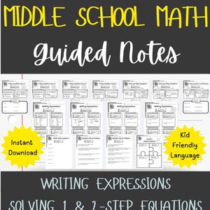 Lösen von Formeln Pre-Algebra Mittelschule Math Geführte Notizen Klasse 7 Notizen Arbeitsblatt Homeschool 6