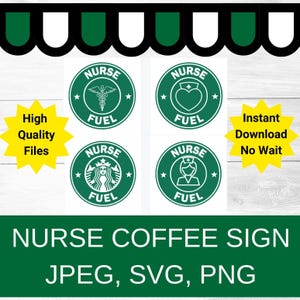 Coffee Nurse Logo JPEG, SVG, PNG Digital Download File, Cut out, Cricut, Clip art, print on demand file, Download File