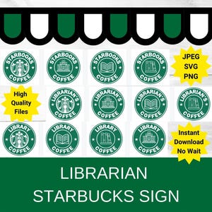 Coffee Librarian Decor Logo JPEG, SVG, PNG Digital Download File, Cut out, Cricut, Clip art, print on demand file, Download File