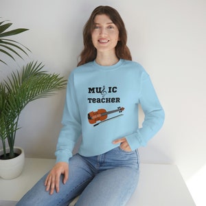 Unisex Heavy Blend Crewneck Sweatshirt, Music, Teacher, school, violin, gift, parent, student