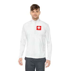 Unisex Quarter-Zip Pullover, Sportwear, Sports, quarter zipper, long sleeve, switzerland, schweiz, swiss, swiss flag, gift