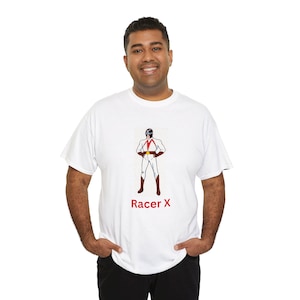 Unisex Heavy Cotton Tee, Race X, Speed Racer, Gift, Racecars, Vintage, Cartoon