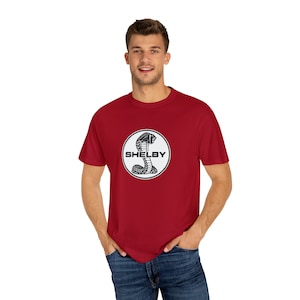 Unisex Garment-Dyed T-shirt, Shelby Cobra, logo, racecar, speed, fast, racing, vintage, gift