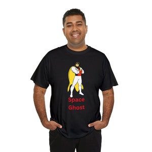 Unisex Heavy Cotton Tee, Space Ghost, Vintage, Cartoon, Spaceship, Gift