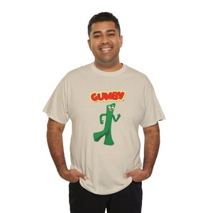 T-shirt unisex in cotone pesante, Gumby, Pokey, Claymation, sabato mattina, programma per bambini, verde, regalo