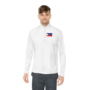 Unisex Quarter-Zip Pullover, Sportswear, Sports, Athlete, Philippines, Filipino, Pilipinas, Philippines Flag, Red, White, Blue, Yellow, Gift