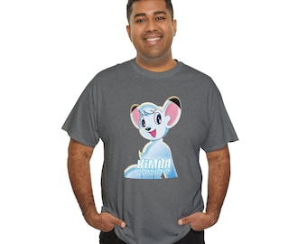 Camiseta unisex de algodón pesado, Kimba el león blanco, África, selva, vintage, dibujos animados, niños, regalo