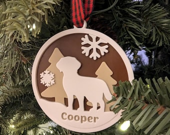 Personalized Labrador Silhouette Christmas Ornament Custom Dog Breed Gift Pet Name Ornament Holiday Decor