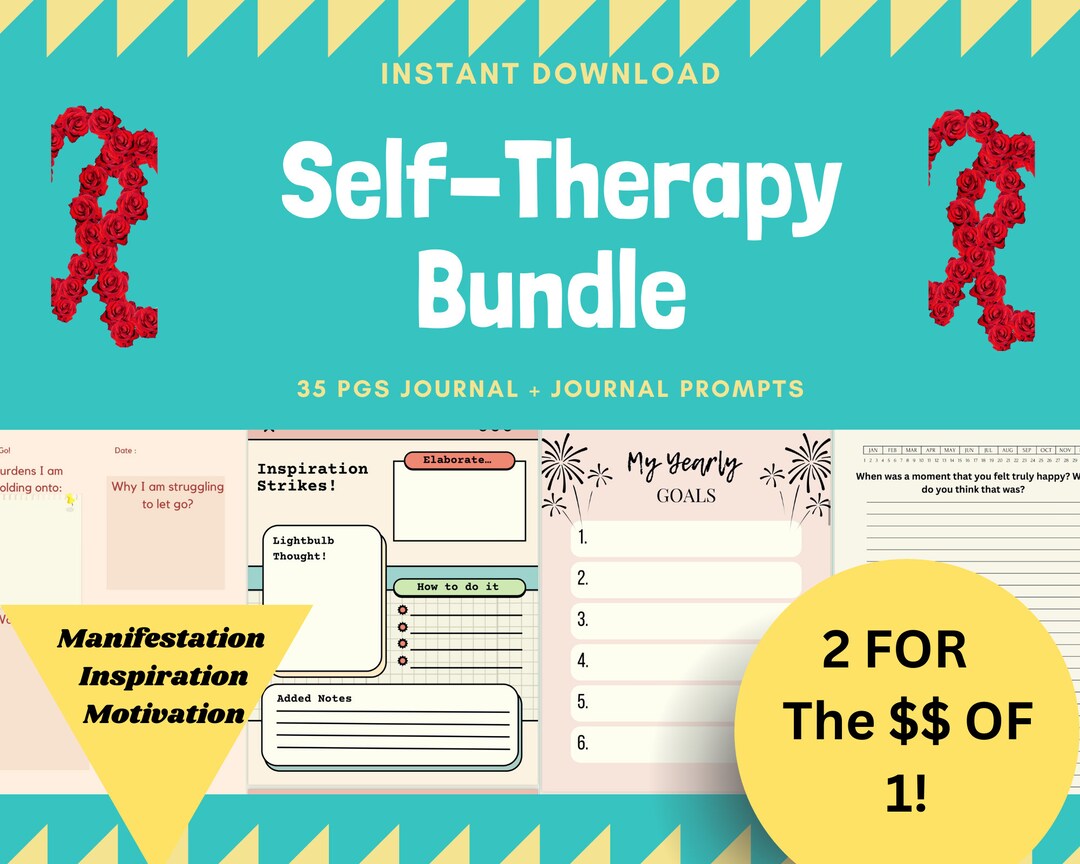 Self Therapy Worksheets Self Help Journal Prompts Bundle Self - Etsy