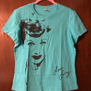 Lucille Ball Camiseta Silhueta Manga Curta I Love Lucy Teal Azul Verde